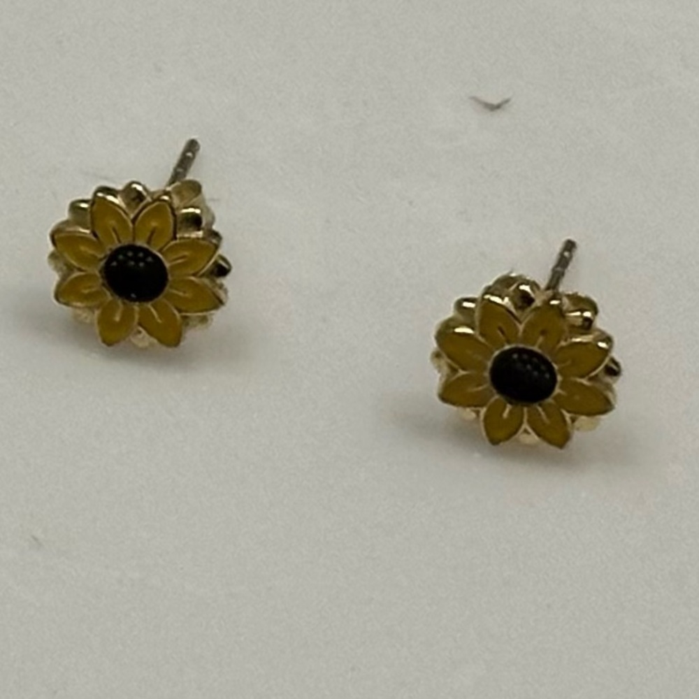 Gold Sunflower Stud Earrings